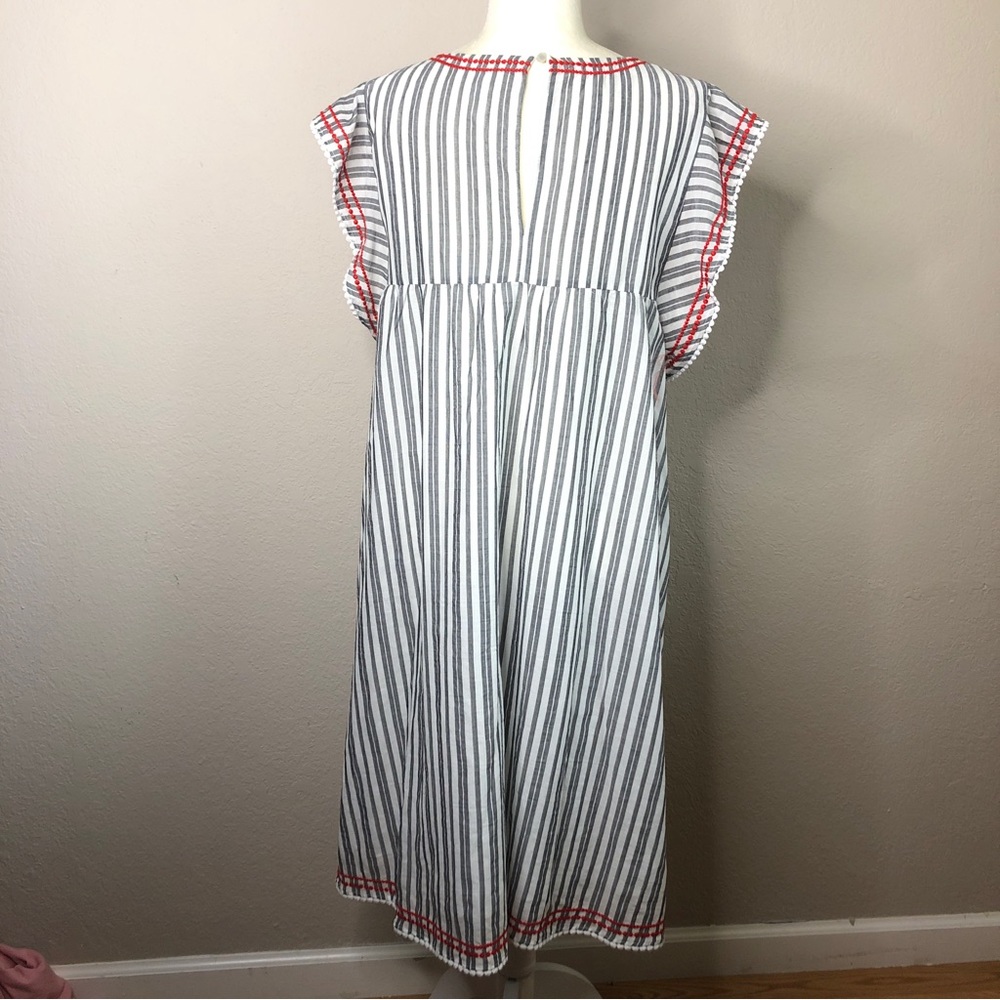 kate spade White and Red Striped Floral Embroidered Midi Dress - Picture 2 of 10